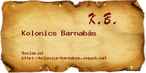 Kolonics Barnabás névjegykártya