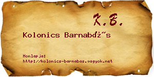 Kolonics Barnabás névjegykártya