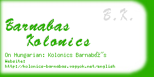 barnabas kolonics business card